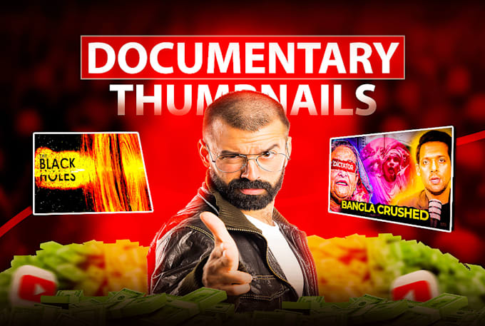 Gig Preview - Design eye catchy attractive documentary thumbnails