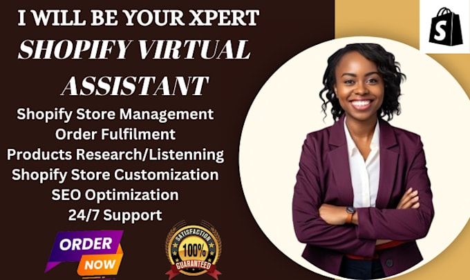 Gig Preview - Be your shopify virtual assistant shopify store manager expert shopify marketing