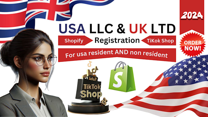 Gig Preview - Do USA llc registration, ein, ltin for non resident shopify store or tiktok shop