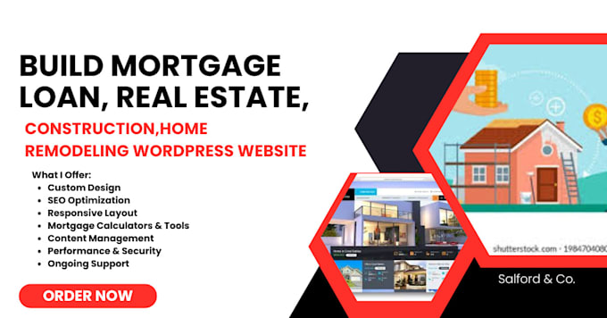 Gig Preview - Build mortgage loan, real estate, construction,home remodeling wordpress website