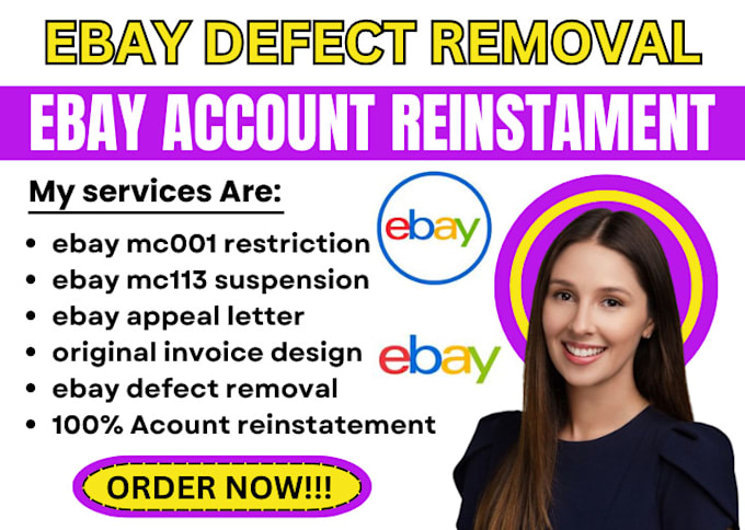 Gig Preview - Do ebay account reinstatement, ebay defect removal, remove mc011, mc999