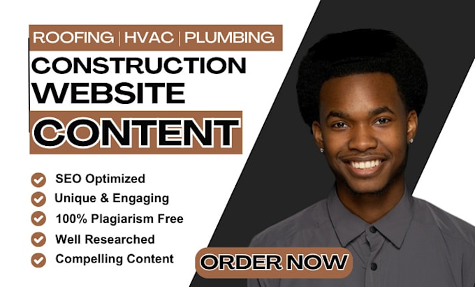 Gig Preview - Write SEO construction website content plumbing website roofing website content