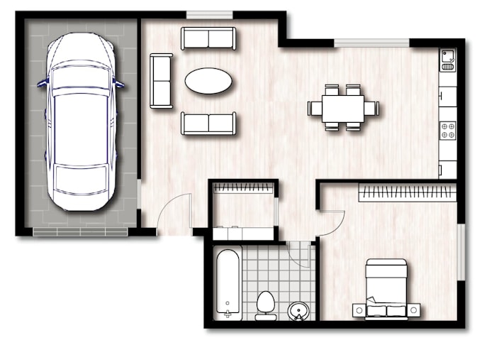 Gig Preview - Do render of a 2d floor plan