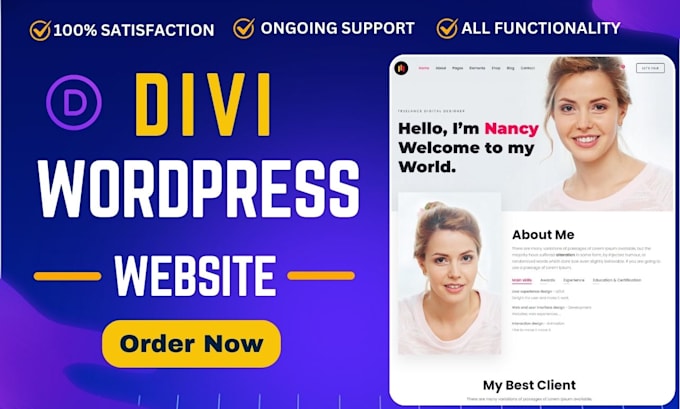 Gig Preview - Be divi expert for wordpress divi website design,divi customization,divi builder