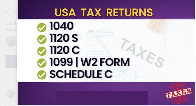 Gig Preview - Do income tax returns form 1040 1120 1099 schedule c and w2 form