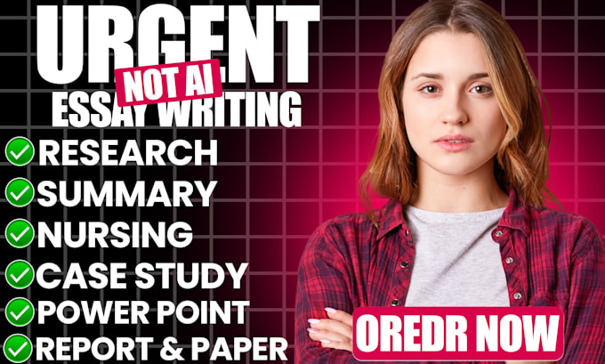 Gig Preview - Do urgent essay, research, summary, powerpoint, reports and case study