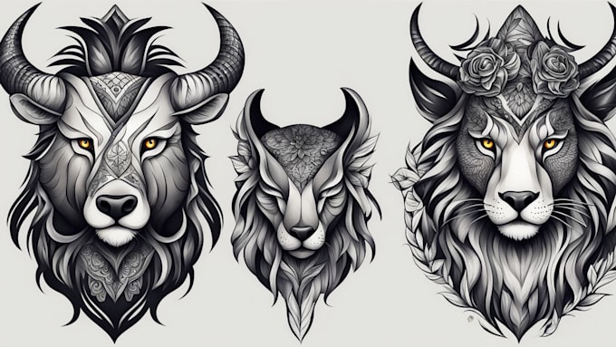 Gig Preview - Create a unique animal tattoo design in realistic style