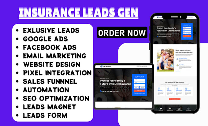 Gig Preview - Generate life insurance leads iul medical website insurance final expenses lead