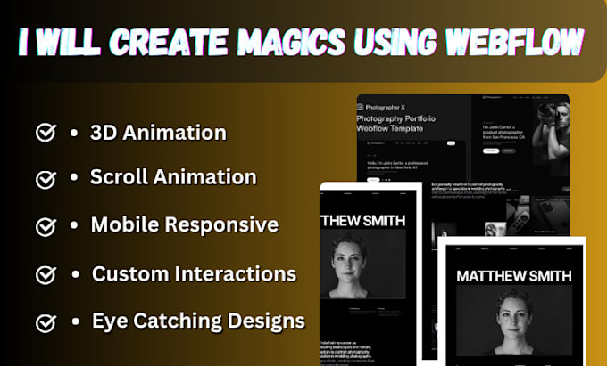 Gig Preview - Create magics with 3d animation using webflow