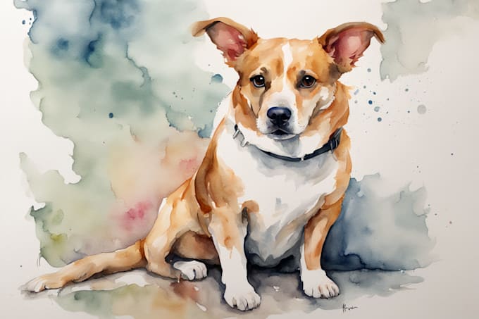 Gig Preview - Do a custom watercolor pet portrait painting