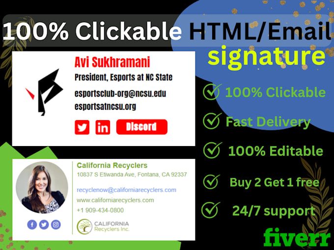 Gig Preview - Design clickable html email signature for outlook gmail