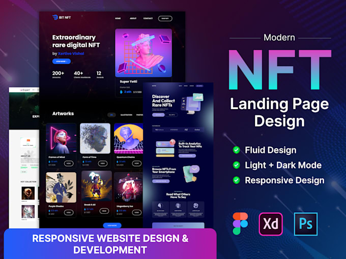 Gig Preview - Create professional nft landing page, crypto website, and nft marketplace design