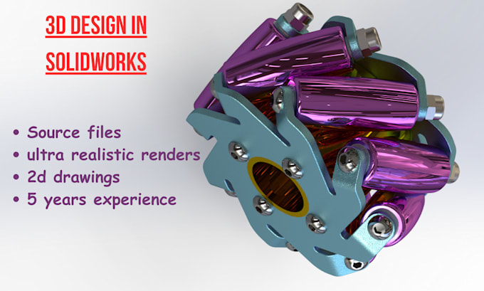 Gig Preview - Design 3d model in solidworks using 2d drawing or sketch