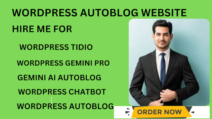 Gig Preview - Do wordpress autoblog ai chatbot with google bard gemini pro api, chatfuel tidio