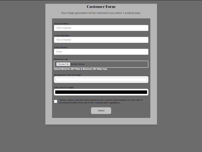 Gig Preview - Generate dynamic image from customer form inputs