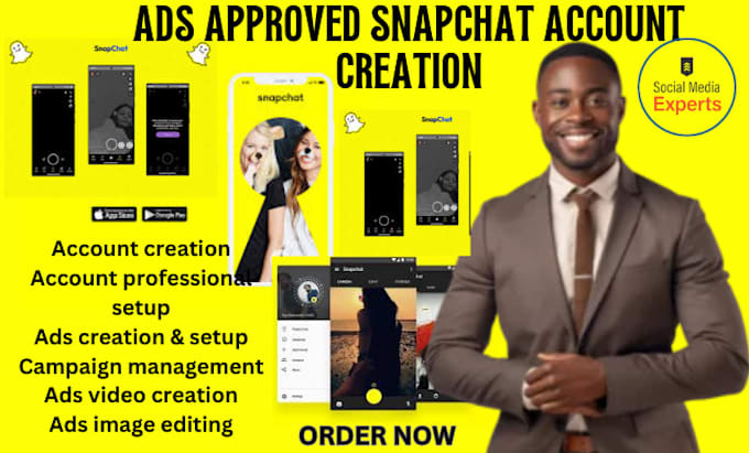 Gig Preview - Create setup ads approval snapchat account, campaign setup, facebook page setup