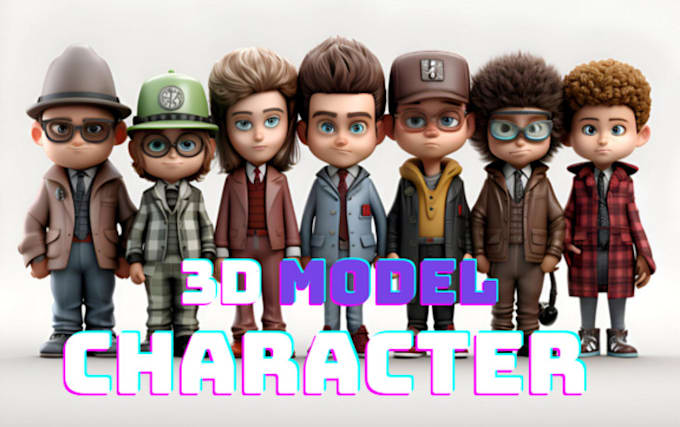 Gig Preview - Create cute 3d character modeling, printing, game model  in cartoon style