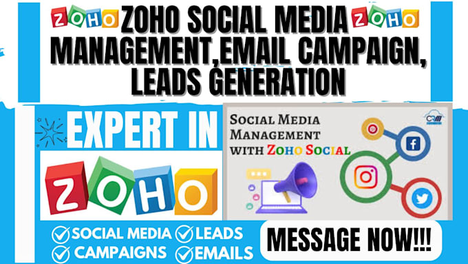 Gig Preview - Do zoho social media management,zoho email campaign setup ,zoho lead generation