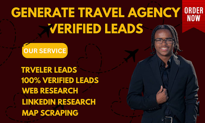 Gig Preview - Provide active travel agency leads travel leads, lead generation