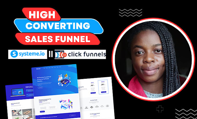 Gig Preview - Build a converting systeme io landing page sales funnel systeme io website