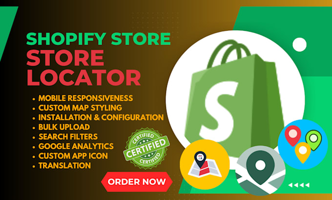 Gig Preview - Setup shopify store locator amaipro map sc stockist s powr mappy storemapper way