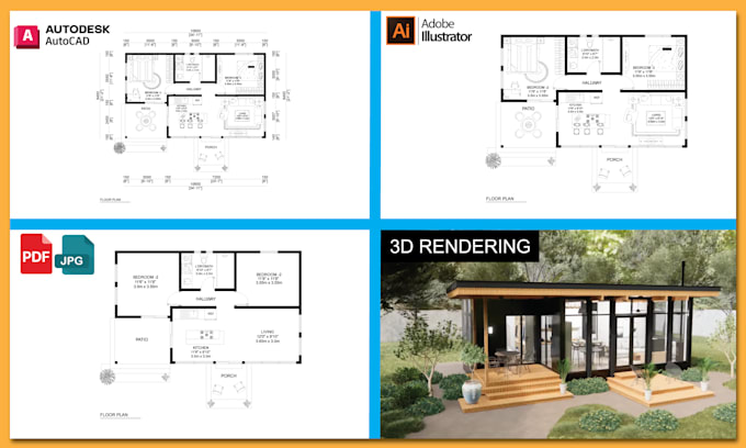 Gig Preview - Do 2d , 3d floor plans and exterior architectural renderings