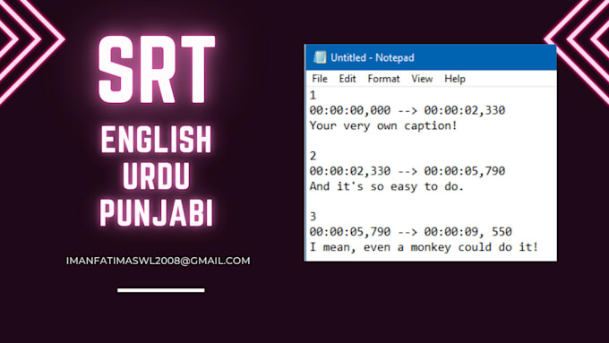 Gig Preview - Create accurate srt subtitle files in english, urdu, and punjabi