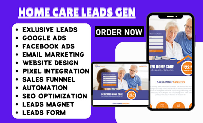 Gig Preview - Generate home care leads elderly care leads senior care websites medical leads