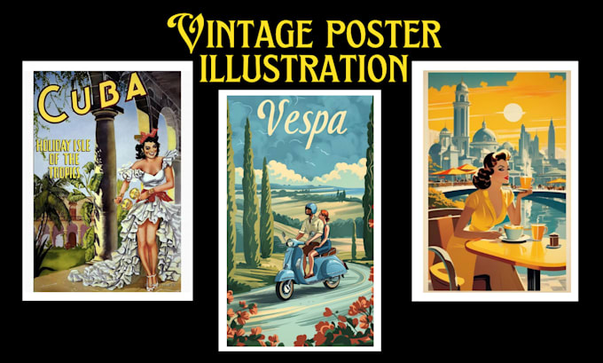 Gig Preview - Design retro, vintage travel poster and illustrations