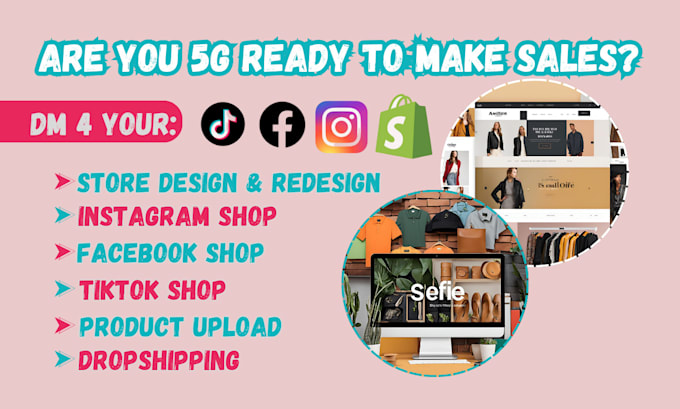 Gig Preview - Setup tiktok shop, facebook shop, instagram shop and complete shopify marketing