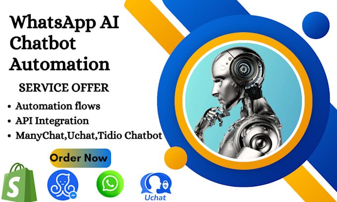 Gig Preview - Setup manychat, uchat, twilio,tidio shopify whatsapp ai chatbot API integration