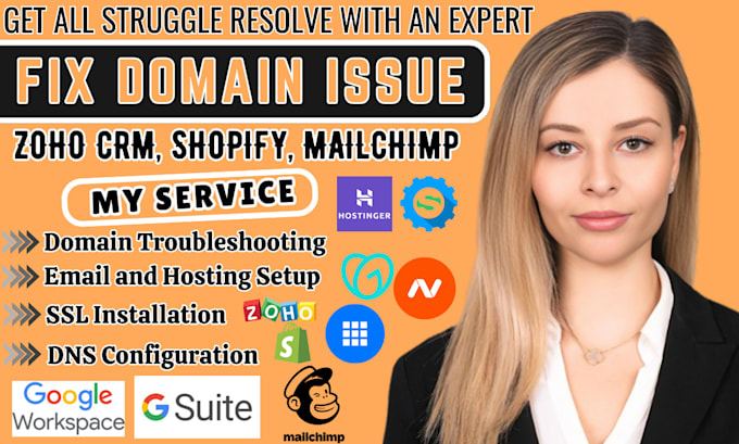 Gig Preview - Fix zoho CRM, mailchimp, connect domain, shopify, google workspace, gsuite