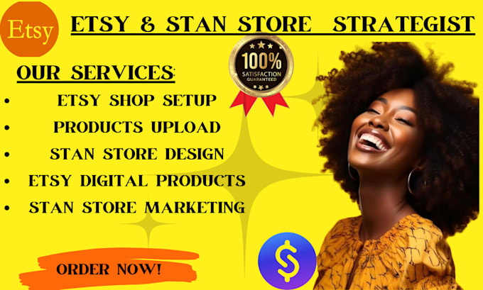 Gig Preview - Design etsy digital product etsy shop setup etsy SEO etsy stan store listing