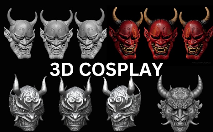 Gig Preview - Sculpt custom 3d cosplay halloween 3d helmet 3d mask 3d head for 3d printing