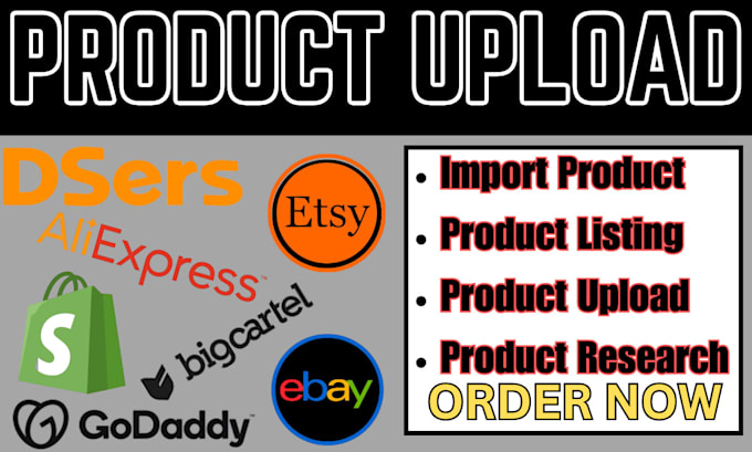 Gig Preview - Upload list products to amazon ebay etsy bigcartel godaddy via aliexpress dsers