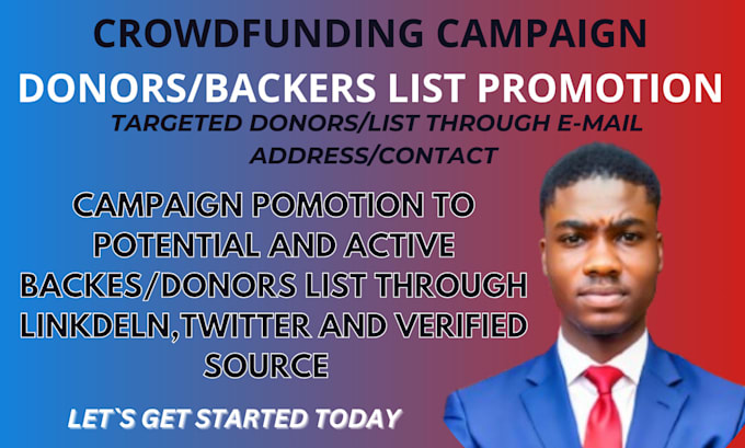 Gig Preview - Promote kickstarter indiegogo gofundme crowdfundng to active donors list