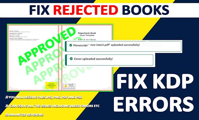 Gig Preview - Fix rejected book covers and interior errors for amazon KDP