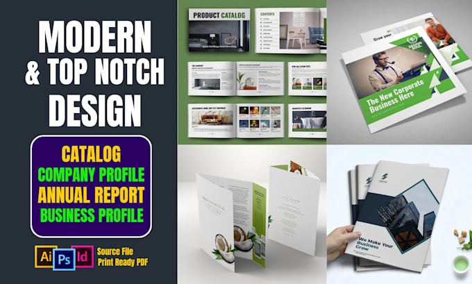 Gig Preview - Do corporate company profile design, business brochure, digital product catalog