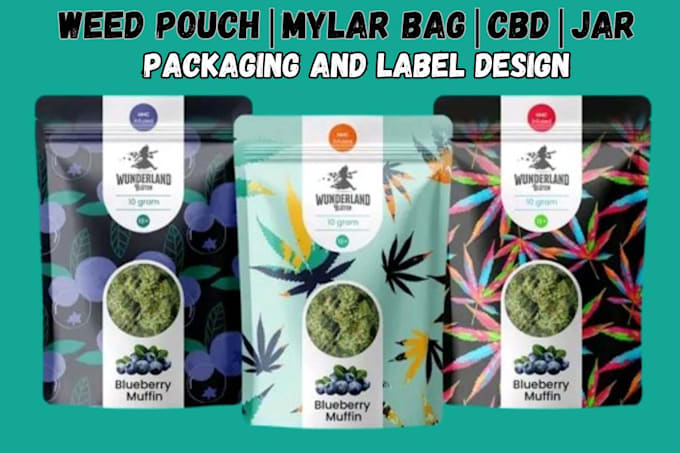 Gig Preview - Design diecut cannabis weed pouch mylar bag and cbd product label