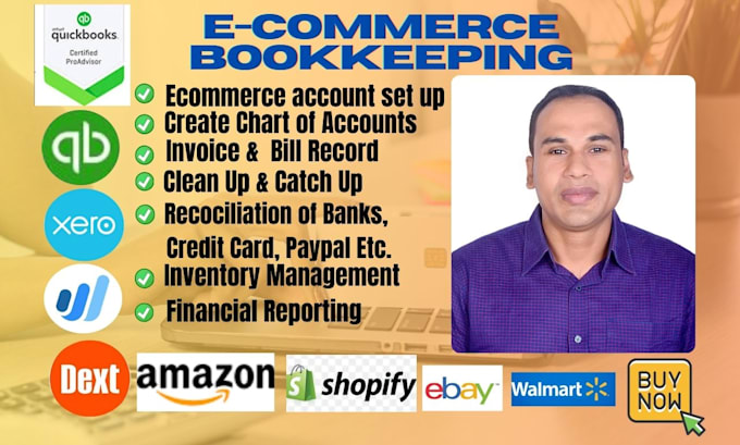 Gig Preview - Do amazon, shopify, ecommerce bookkeeping in quickbooks online, xero and wave