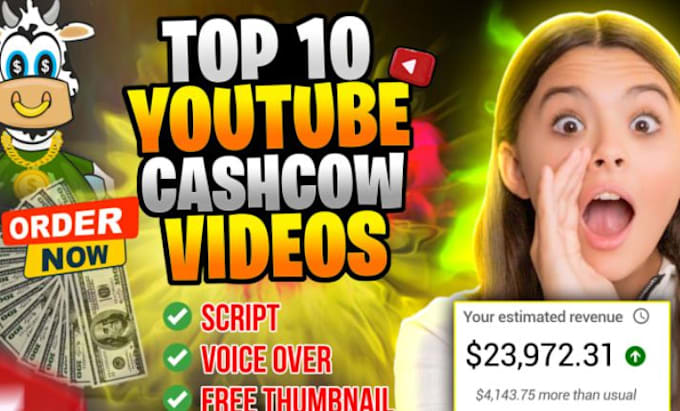 Gig Preview - Create professional top 10 youtube cash cow video editing faceless cash cow