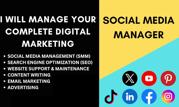 Gig Preview - Be your social media manager and youtube channel manager