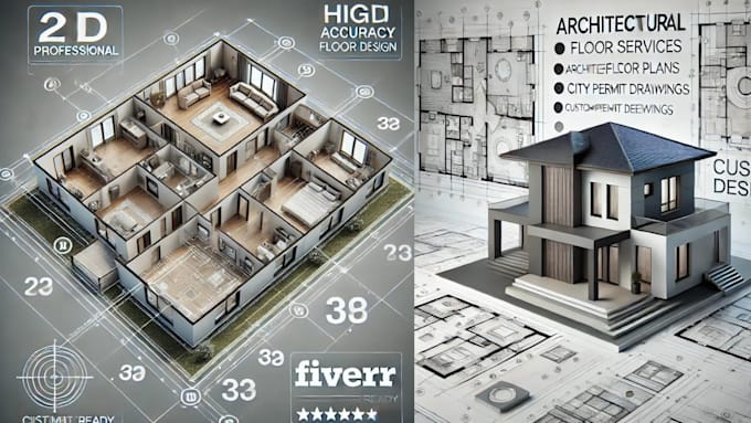 Gig Preview - Draw and design any architectural interior 2d floor plan blue print city permit