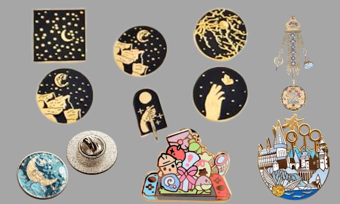 Gig Preview - Design unique enamel pin lapel pin stickers kawaii pin badges pin mock up