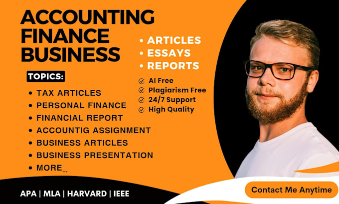 Gig Preview - Write articles, essays or reports on finance, business and accounting