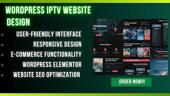 Gig Preview - Build professional iptv website, iptv app, payment gateway for iptv services