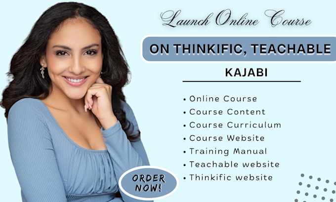 Gig Preview - Launch online course on thinkific, teachable, responsive landing page design