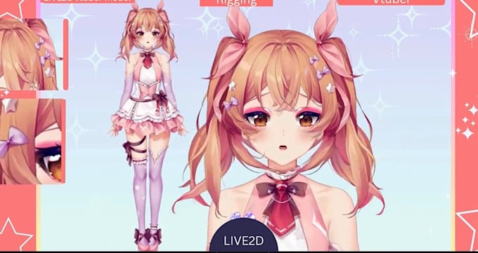 Gig Preview - Draw and design live2d vtuber character, anime character, vtuber model rigging