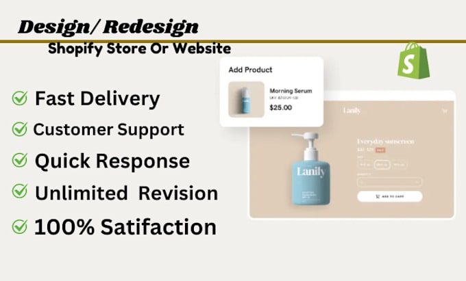 Gig Preview - Design, redesign shopify store, shopify expert, 7 figure shopify store, wix