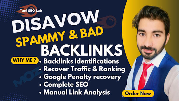 Gig Preview - Help disavow spammy and bad backlinks from your website to fix penalties